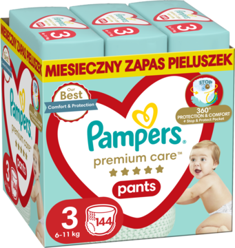 ROSS-2094873_main-1-1.png PAMPERS Premium Care pieluchomajtki 6 11kg rozmiar 3 144 szt